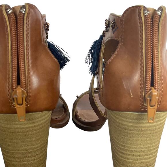 Essaouria Vegan Leather Brown Block Heel Boho Strappy Womens Shoes Jellipop sz 7 - Picture 6 of 13